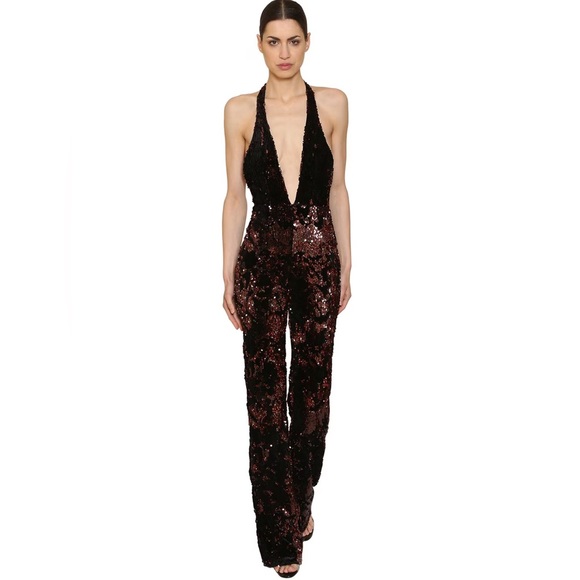 LaQuan Smith Sequin Velvet Jumpsuit XS - Picture 1 of 7